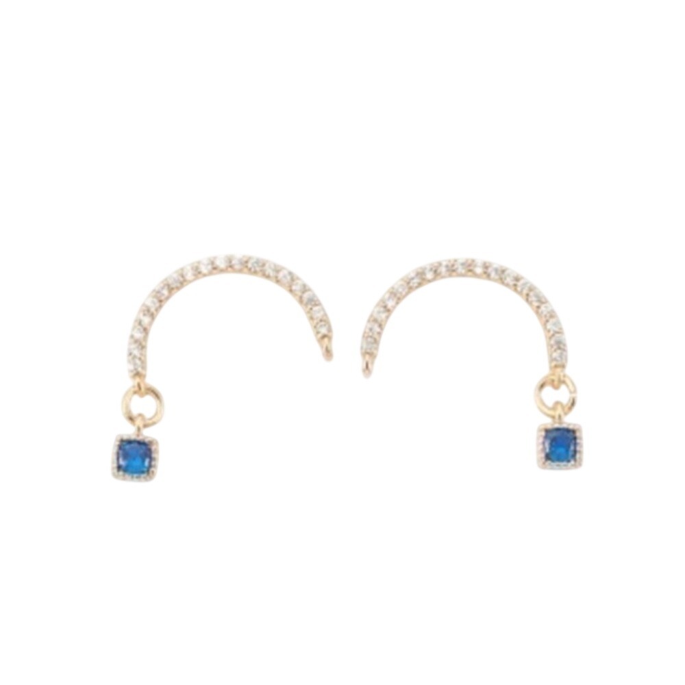 Brass Micro Pave Cubic Zirconia Stud Crawler Earrings, Climber Earrings, Rhombus